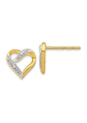 Belk & Co 0.012 ct. t.w. Diamond Heart Post Earrings in 14K Yellow Gold