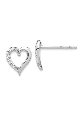Belk & Co 1/10 ct. t.w. Diamond Heart Earrings in 14K White Gold