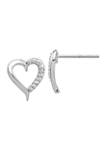 1/10 ct. t.w. Diamond Heart Post Earrings in 14K White Gold