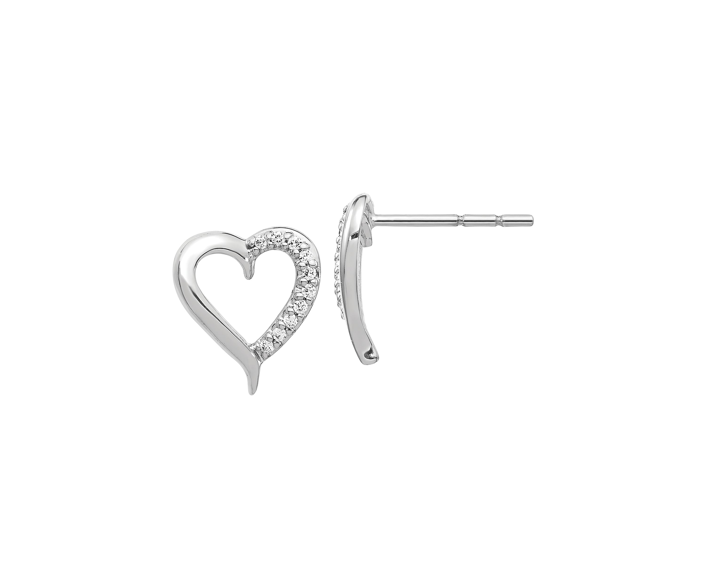 1/10 ct. t.w. Diamond Heart Post Earrings in 14K White Gold