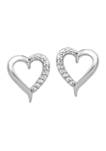 1/10 ct. t.w. Diamond Heart Post Earrings in 14K White Gold