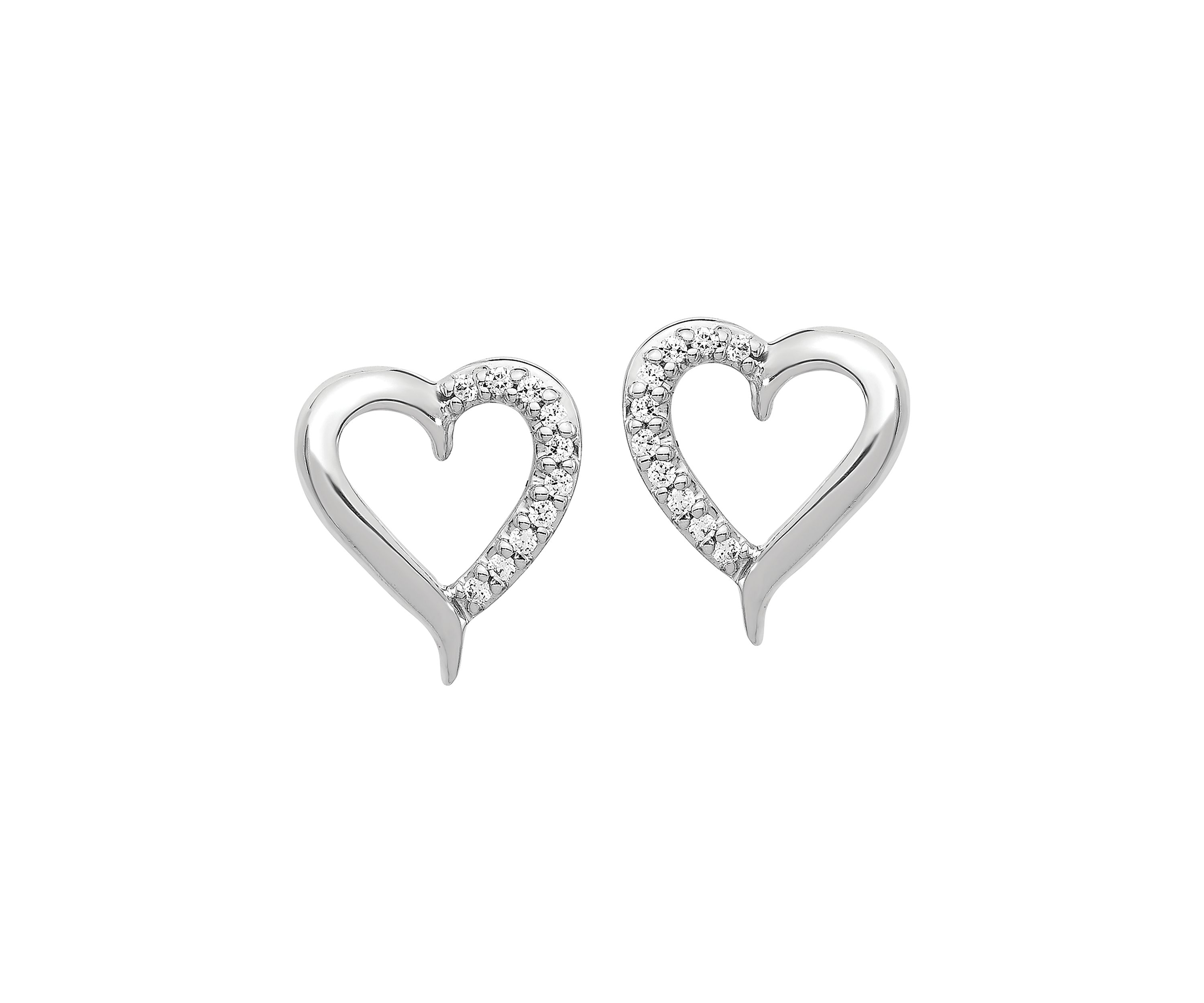 1/10 ct. t.w. Diamond Heart Post Earrings in 14K White Gold