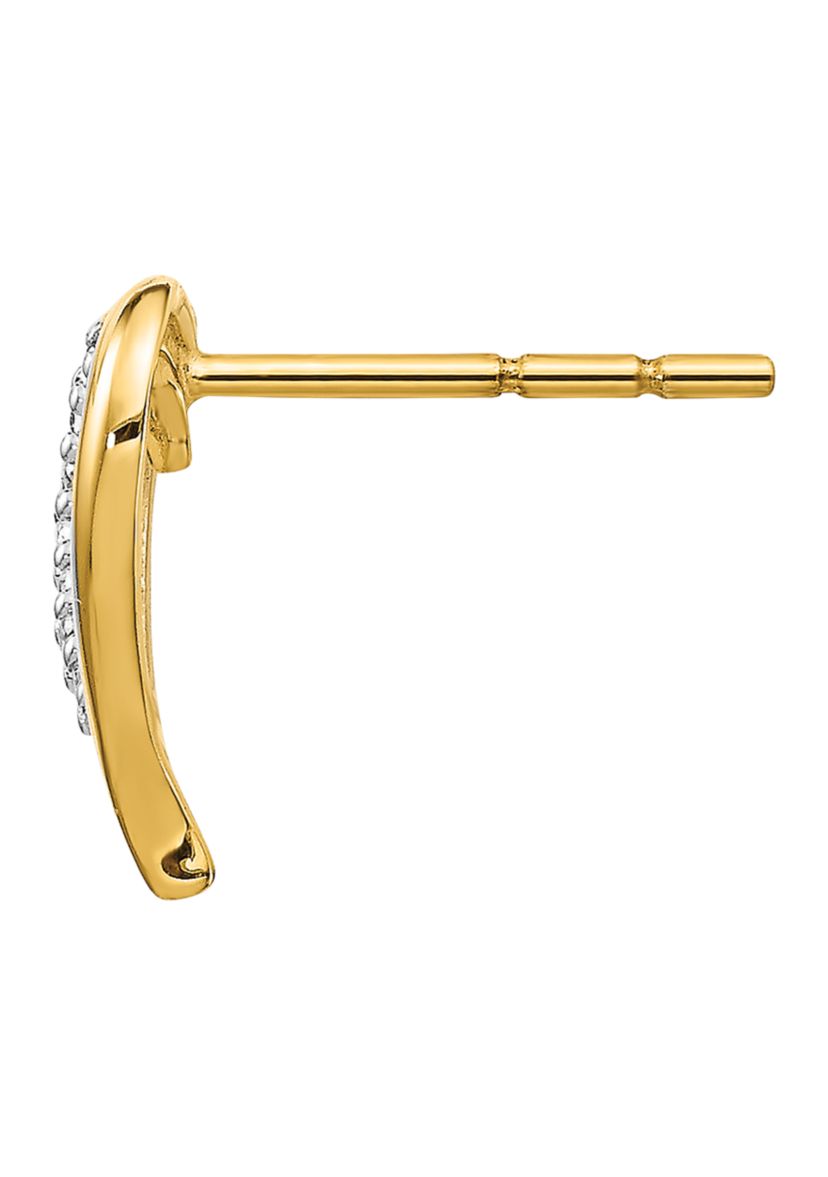 1/10 ct. t.w. Diamond Heart Post Earrings in 14K Yellow Gold