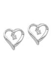 1/10 ct. t.w. Lab Grown Diamond Heart Earrings in 14K White Gold