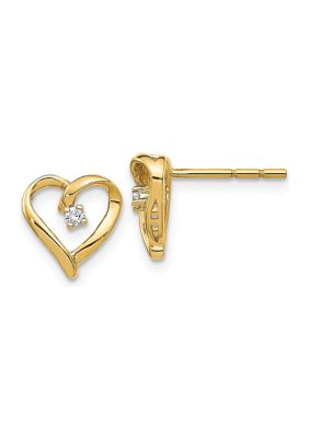 Belk & Co 0.04 ct. t.w. Diamond Heart Earrings in 14K Yellow Gold