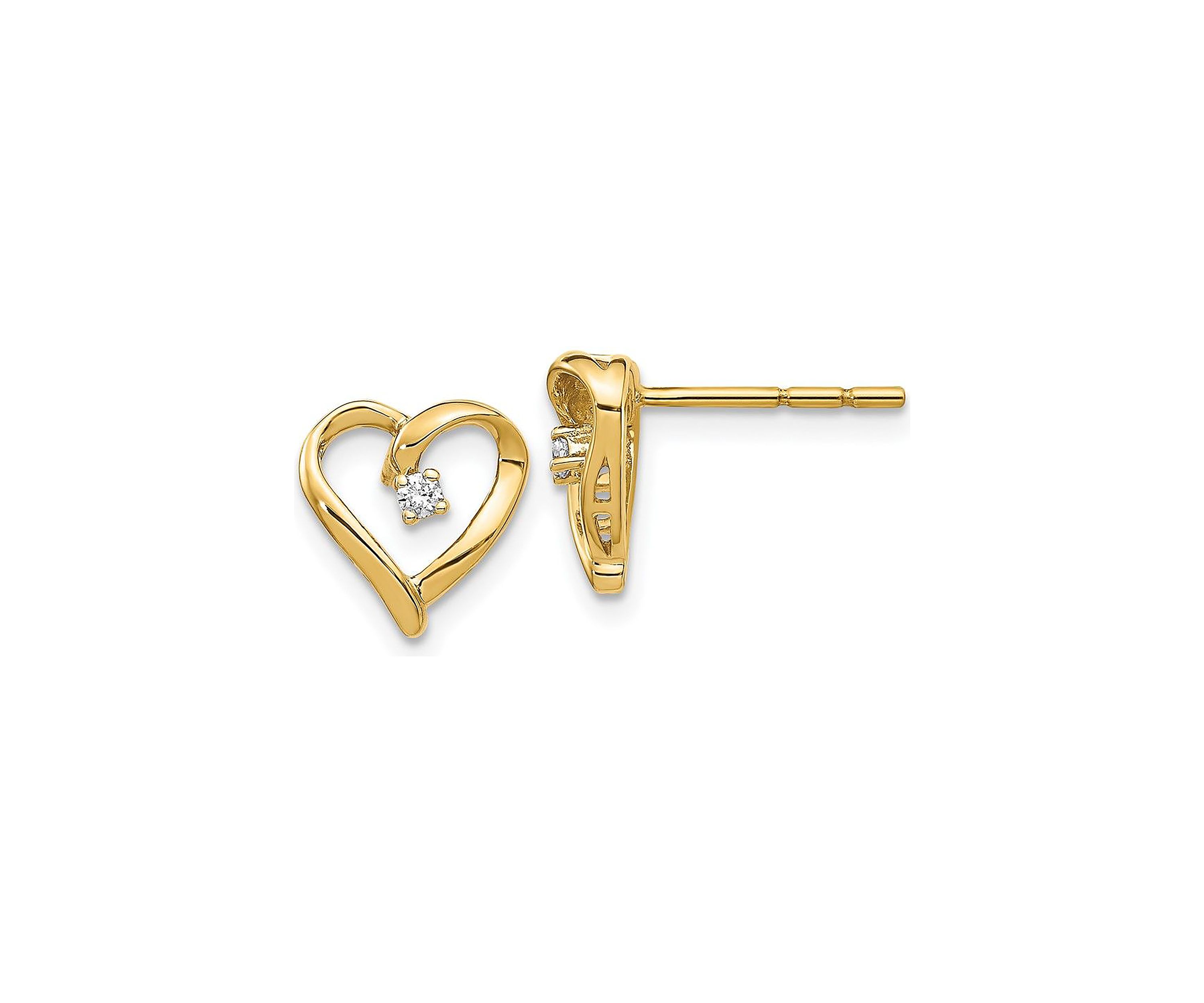 0.04 ct. t.w. Diamond Heart Earrings in 14K Yellow Gold