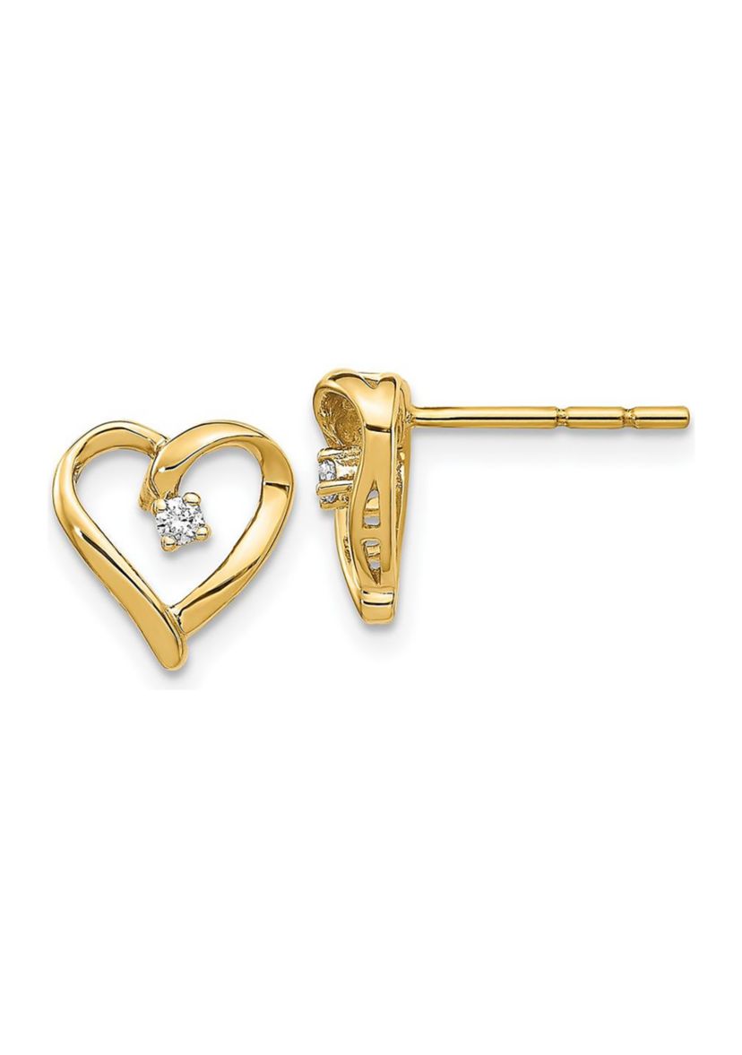 0.04 ct. t.w. Diamond Heart Earrings in 14K Yellow Gold