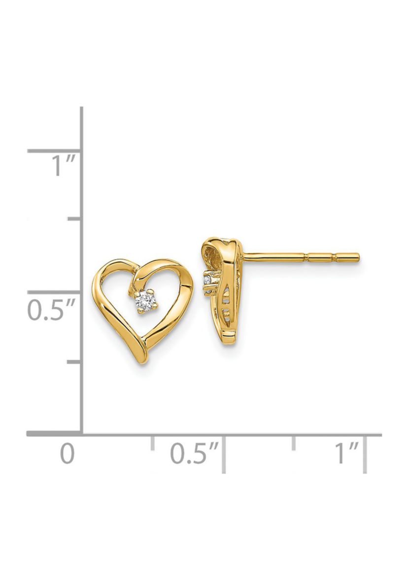 0.04 ct. t.w. Diamond Heart Earrings in 14K Yellow Gold