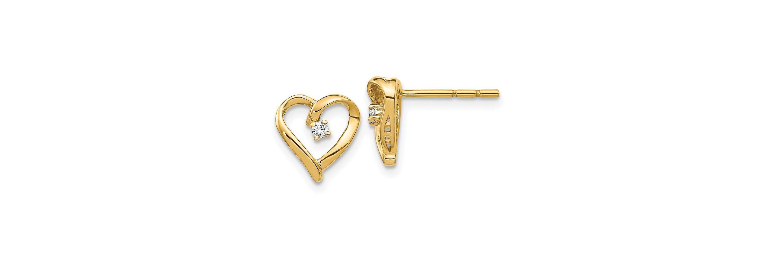 0.04 ct. t.w. Diamond Heart Earrings in 14K Yellow Gold