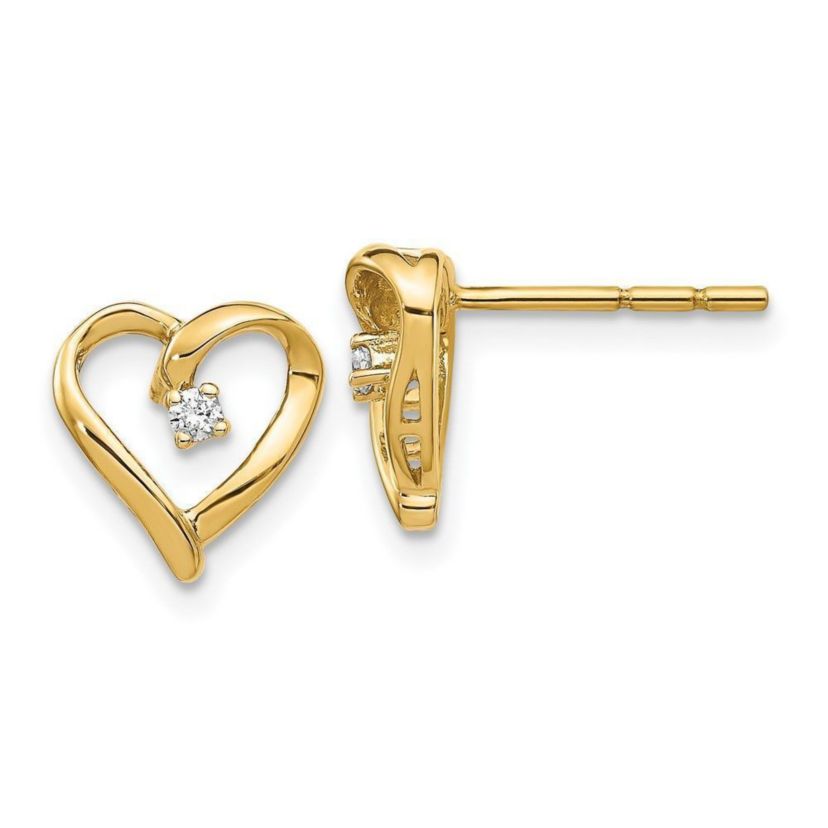 0.04 ct. t.w. Diamond Heart Earrings in 14K Yellow Gold