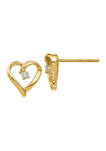 1/10 ct. t.w. Lab Grown Diamond Heart Earrings in 14K Yellow Gold
