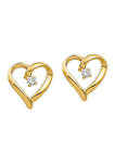 1/10 ct. t.w. Lab Grown Diamond Heart Earrings in 14K Yellow Gold