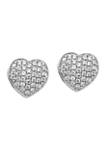 1/5 ct. t.w. Diamond Heart Screw Back Post Earrings in 14K White Gold