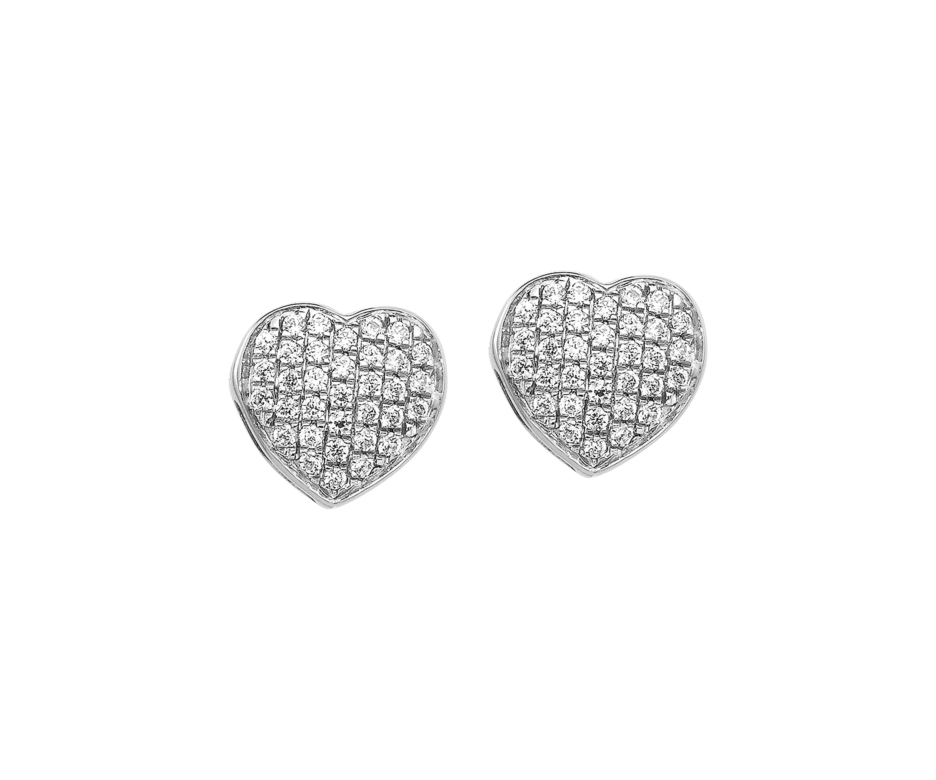1/5 ct. t.w. Diamond Heart Screw Back Post Earrings in 14K White Gold
