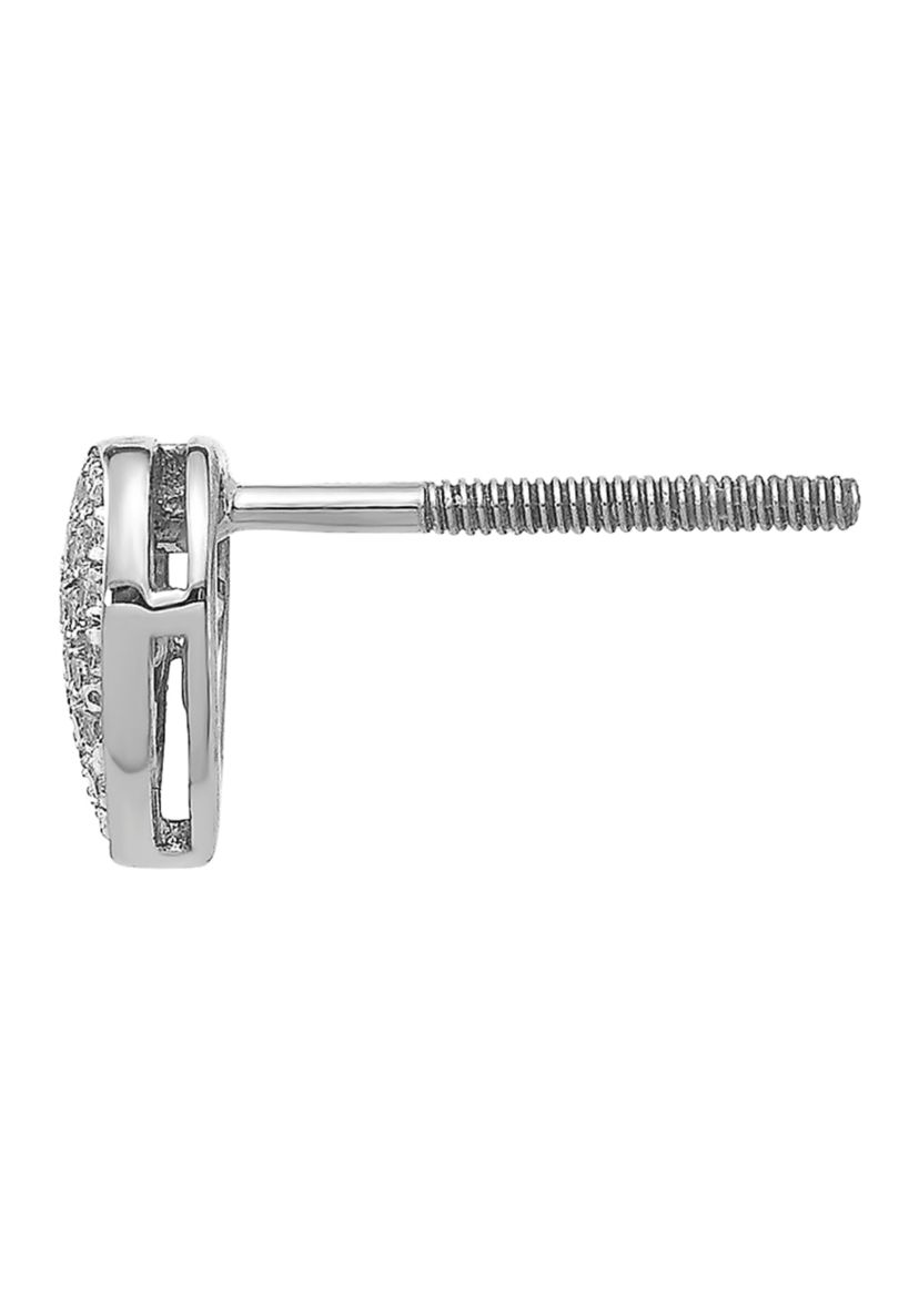 1/5 ct. t.w. Diamond Heart Screw Back Post Earrings in 14K White Gold