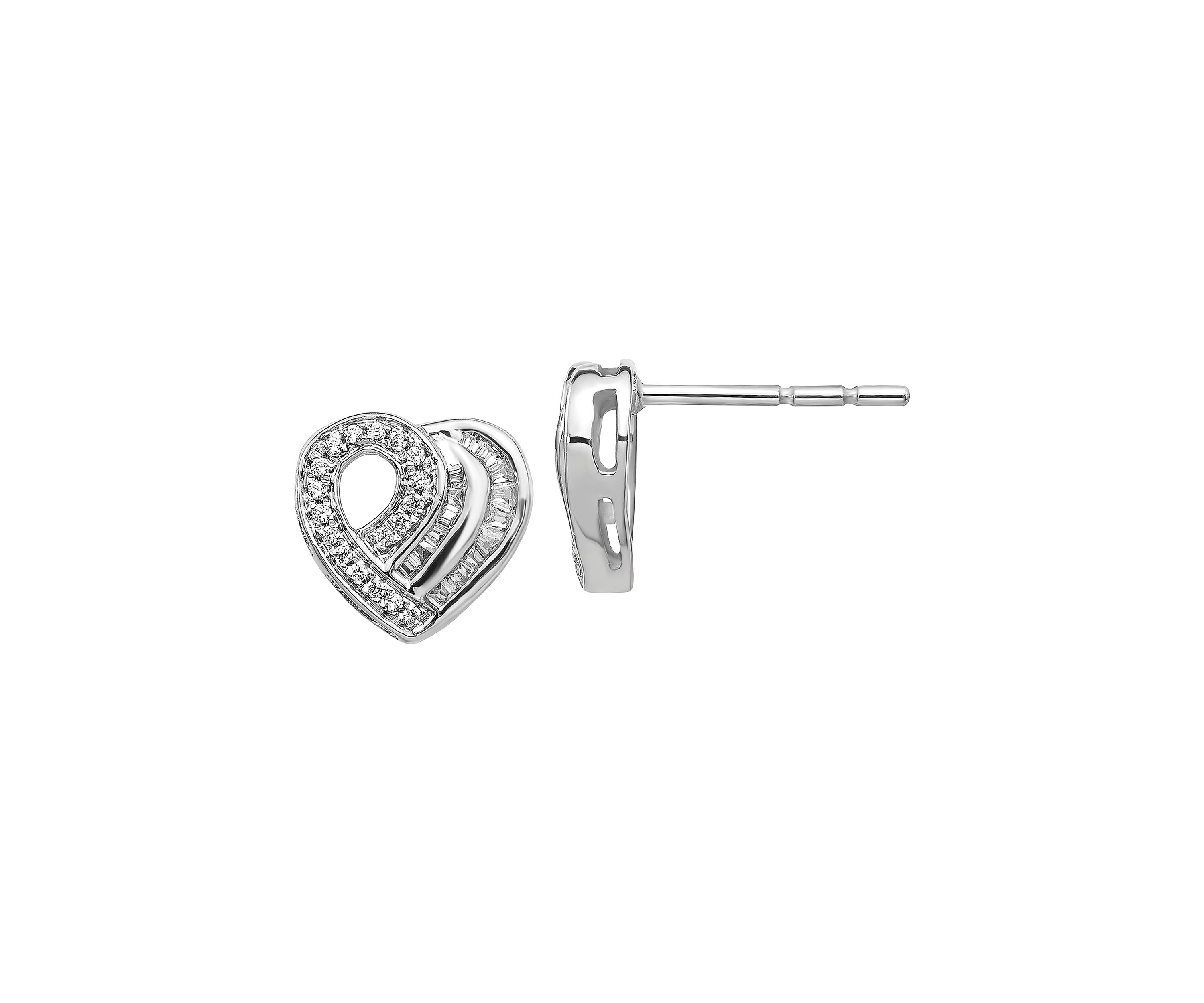 1/3 ct. t.w. Diamond Heart Post Earrings in 14K White Gold