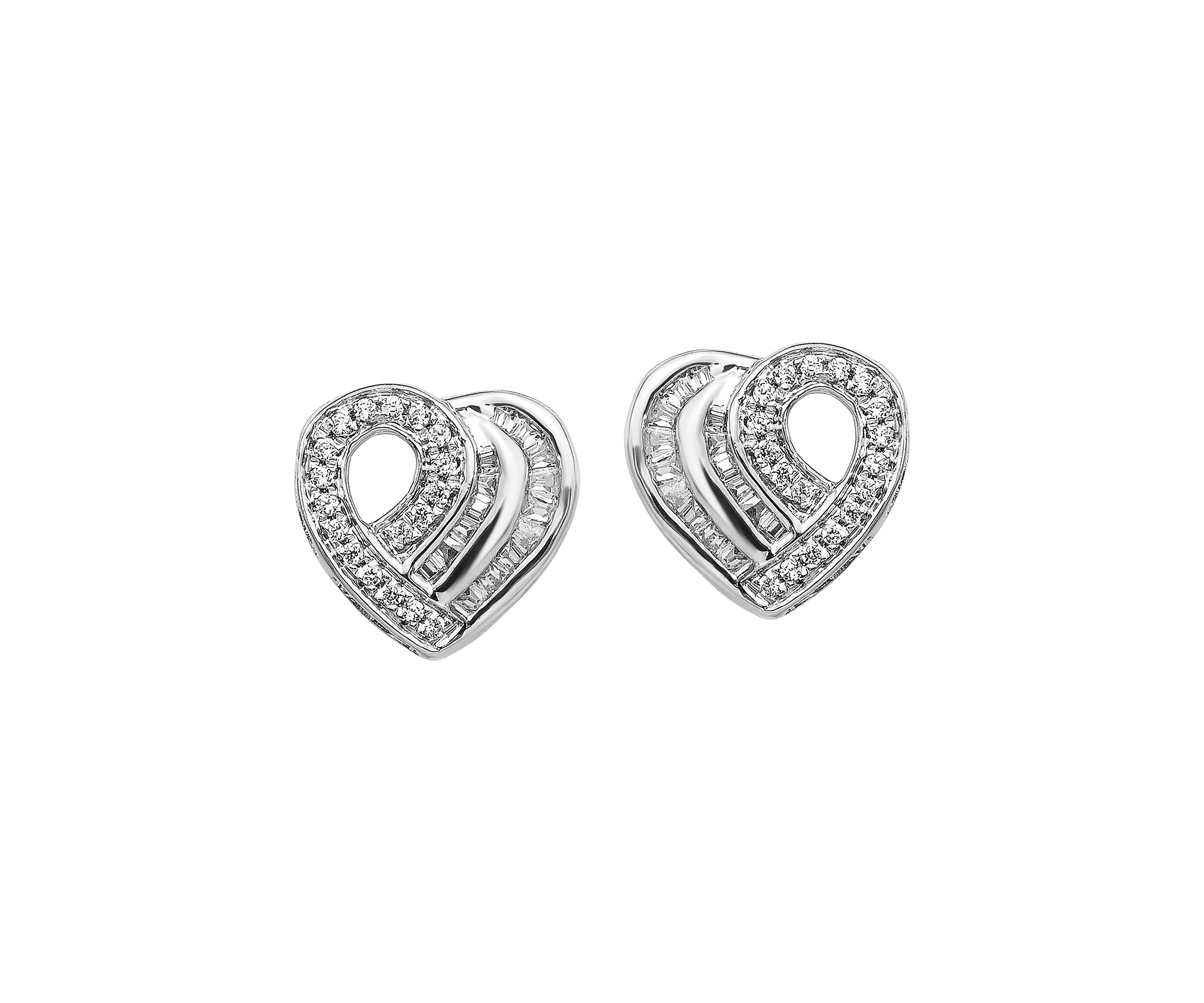 1/3 ct. t.w. Diamond Heart Post Earrings in 14K White Gold