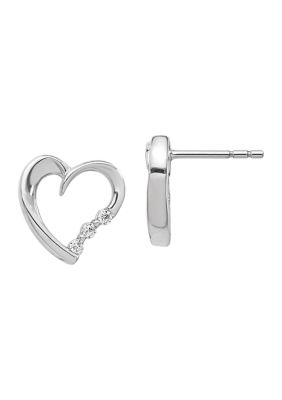 Belk & Co 1/8 ct. t.w. Diamond Heart Post Earrings in 14K White Gold