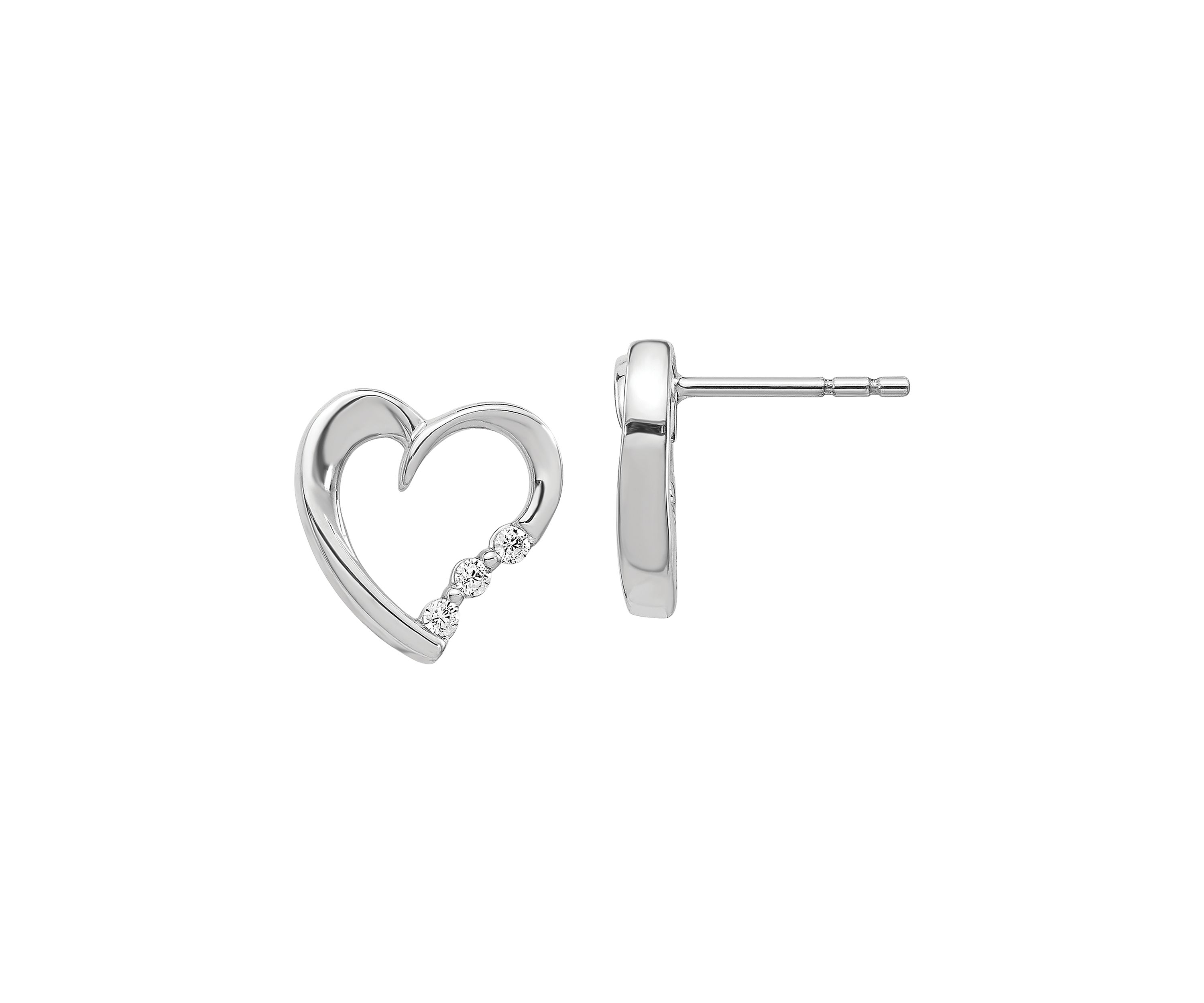 1/8 ct. t.w. Diamond Heart Post Earrings in 14K White Gold