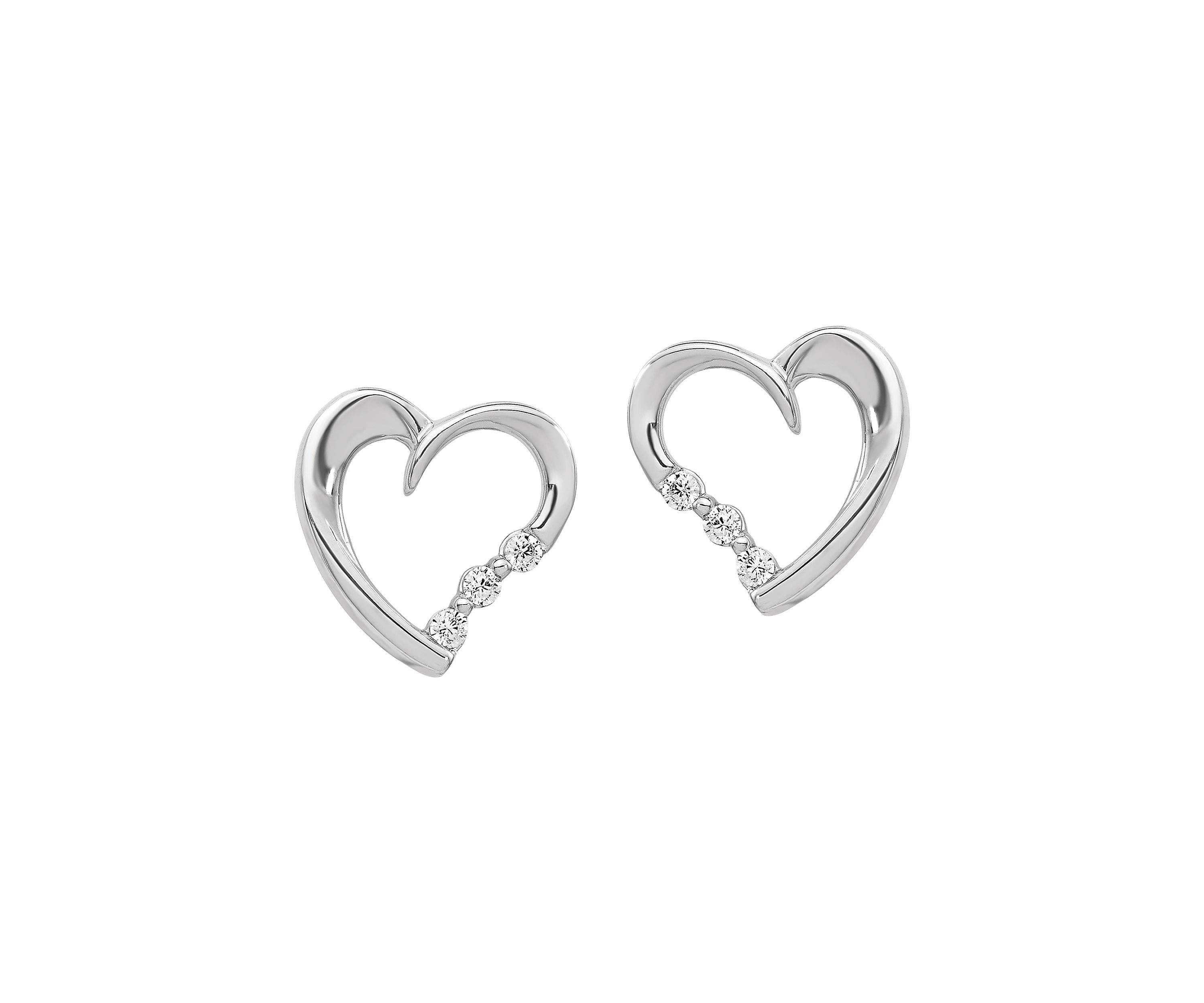 1/8 ct. t.w. Diamond Heart Post Earrings in 14K White Gold