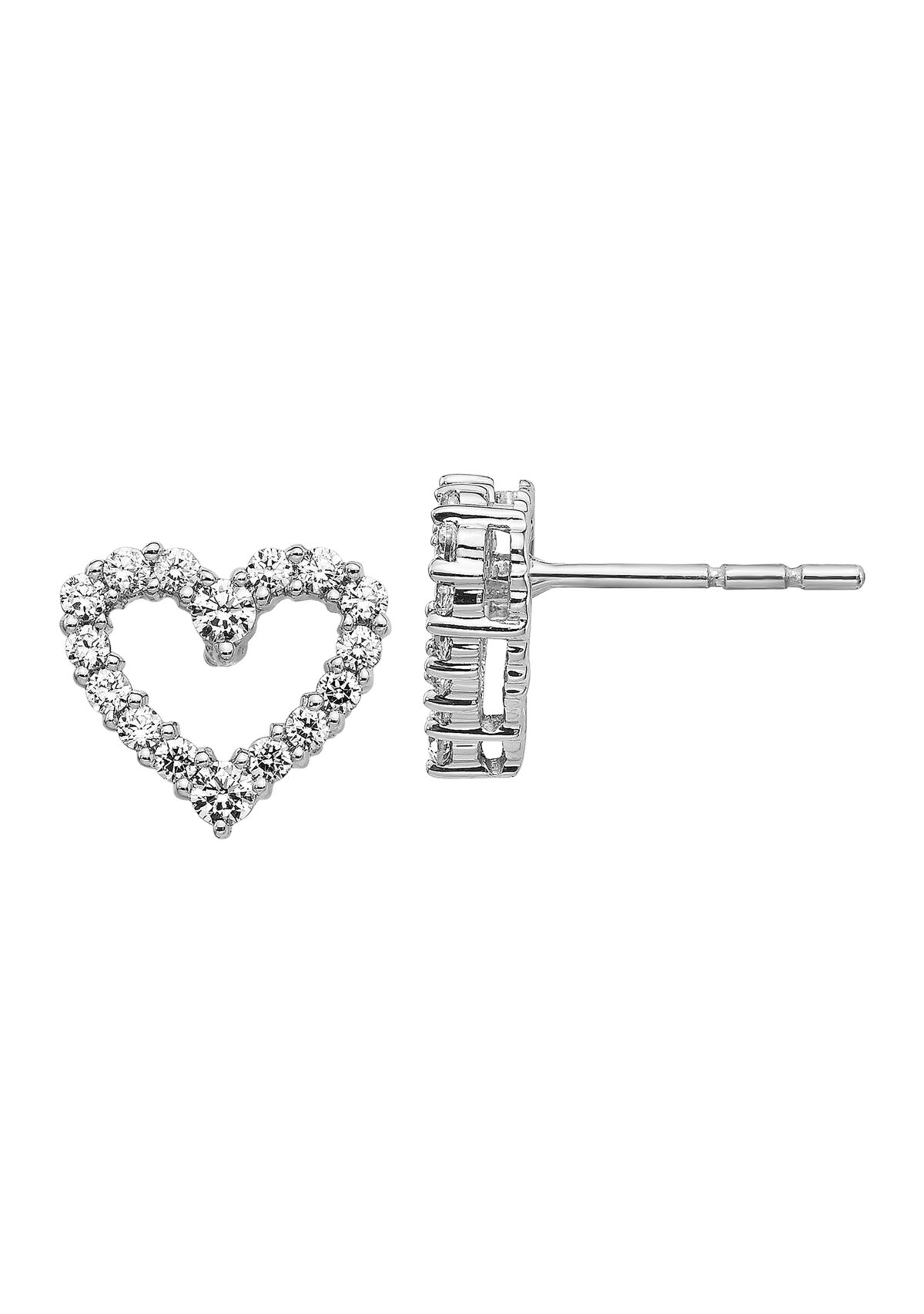 1/2 ct. t.w. Diamond Heart Earrings in 14K White Gold