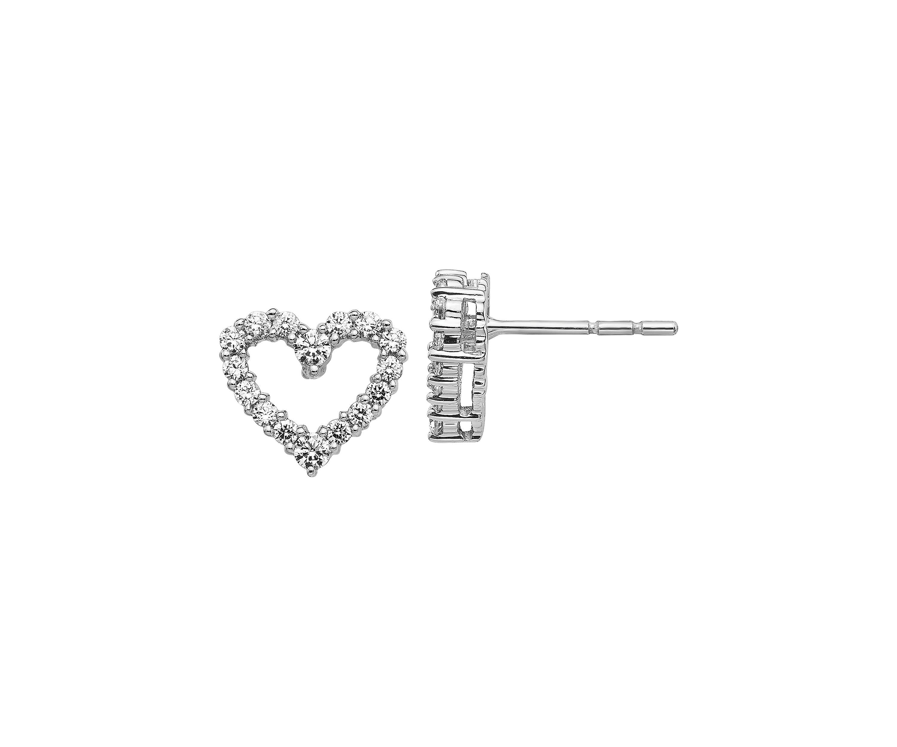 1/2 ct. t.w. Diamond Heart Earrings in 14K White Gold
