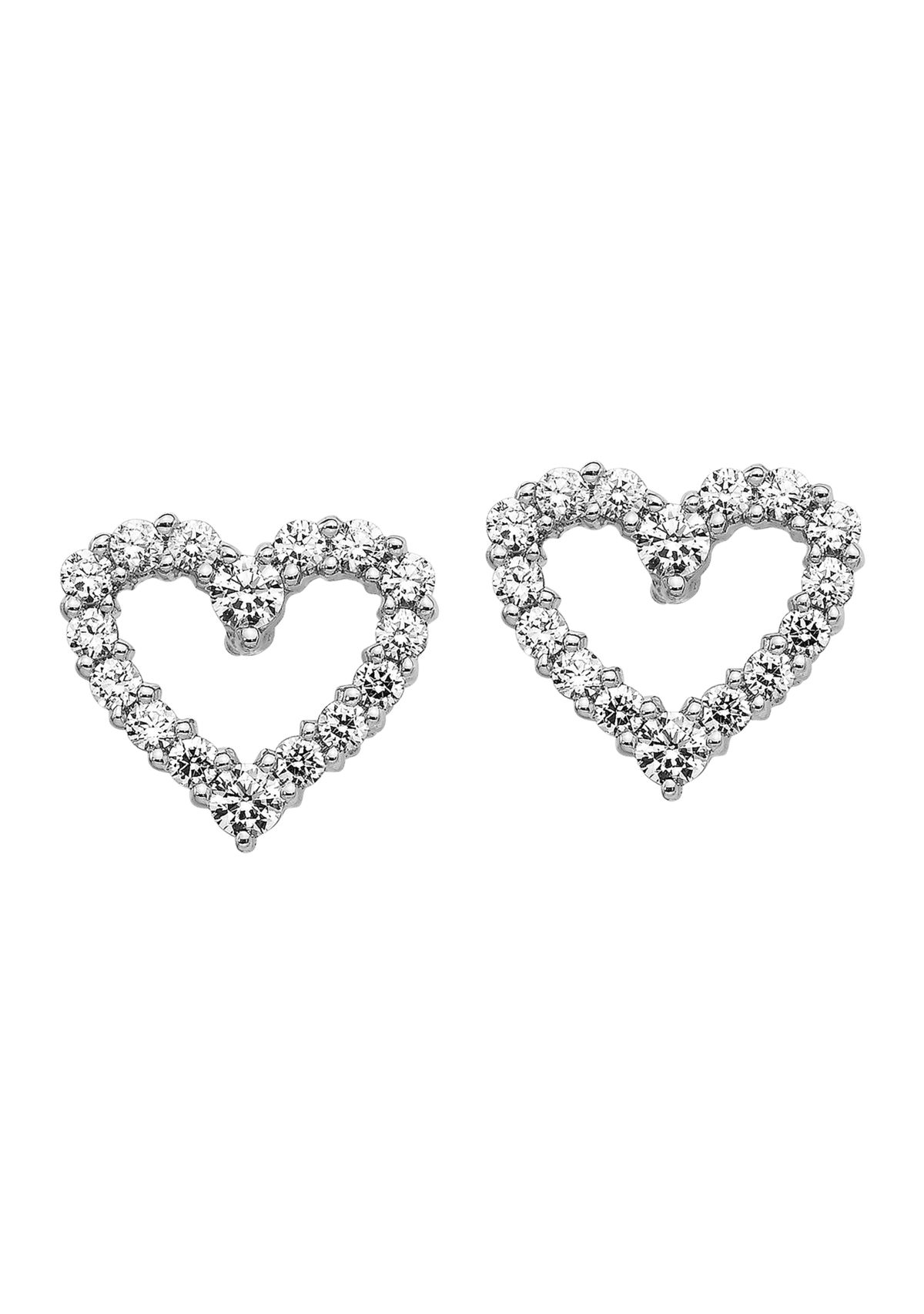 1/2 ct. t.w. Diamond Heart Earrings in 14K White Gold