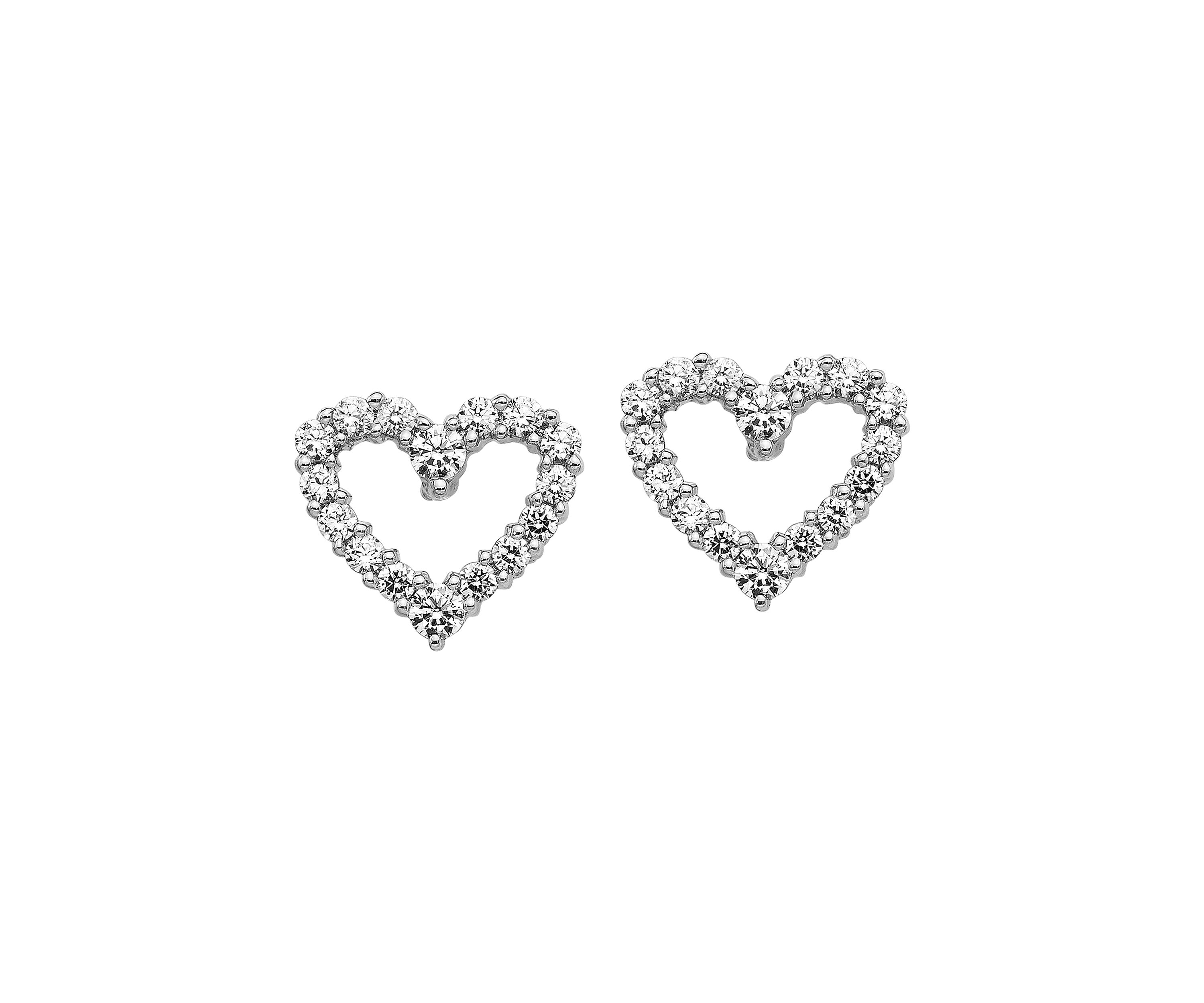 1/2 ct. t.w. Diamond Heart Earrings in 14K White Gold