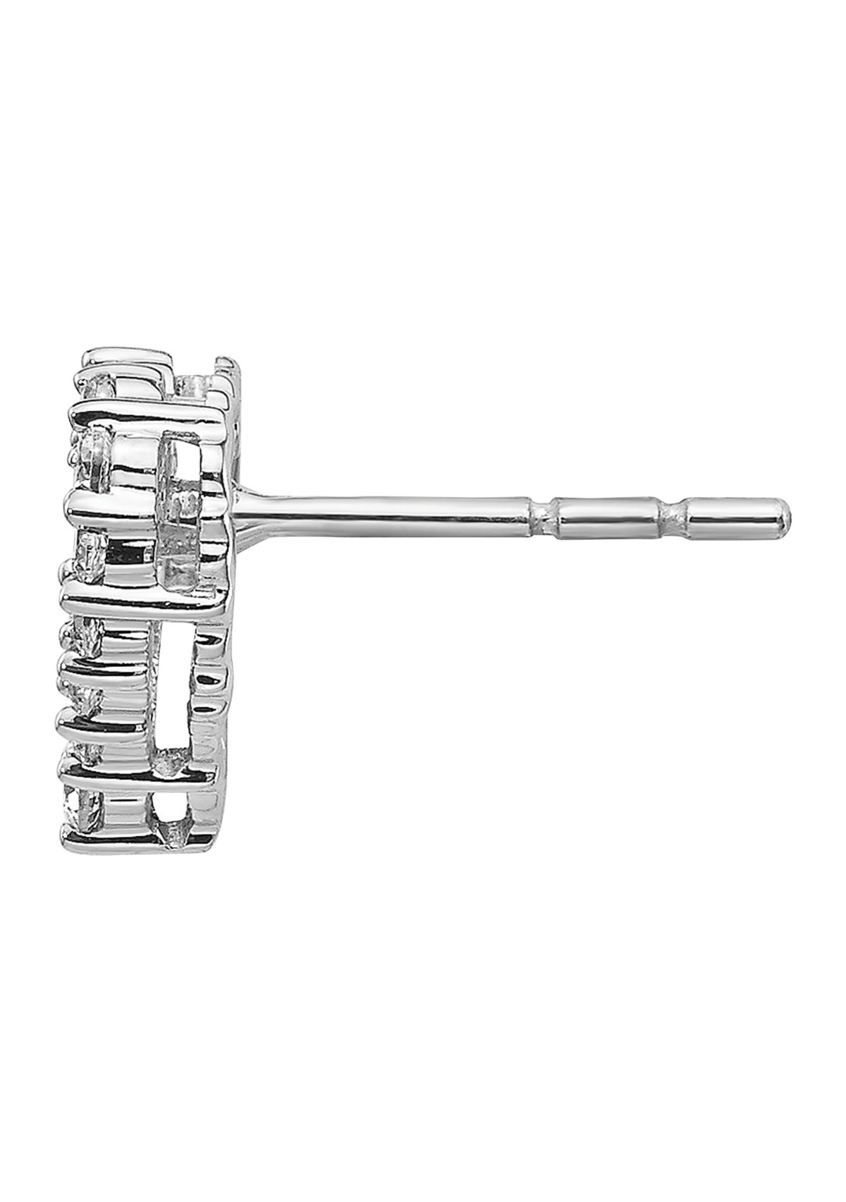 1/2 ct. t.w. Diamond Heart Earrings in 14K White Gold