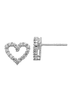 Belk & Co 1/2 ct. t.w. Lab Grown Diamond Heart Earrings in 14K White Gold
