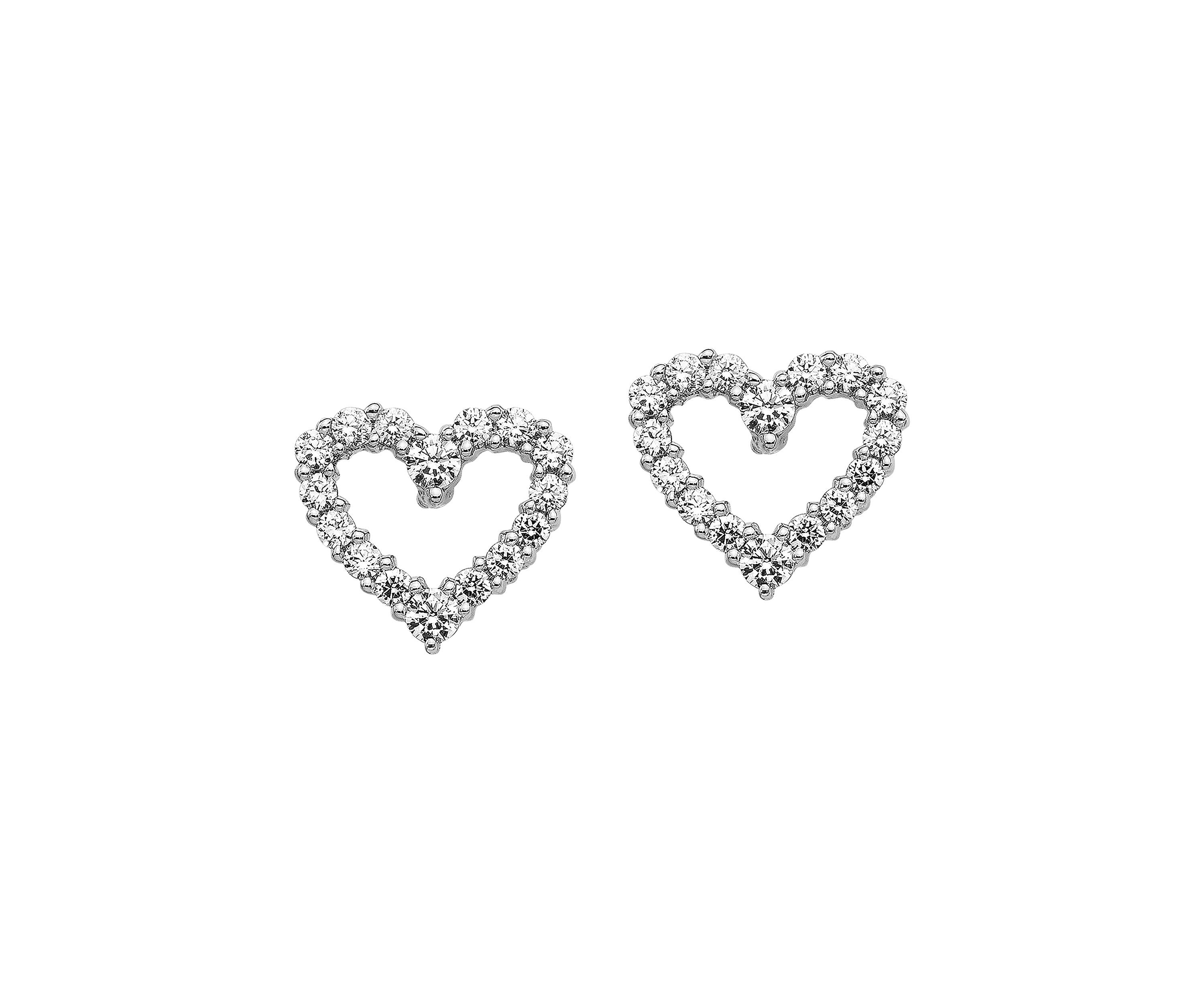 1/2 ct. t.w. Lab Grown Diamond Heart Earrings in 14K White Gold