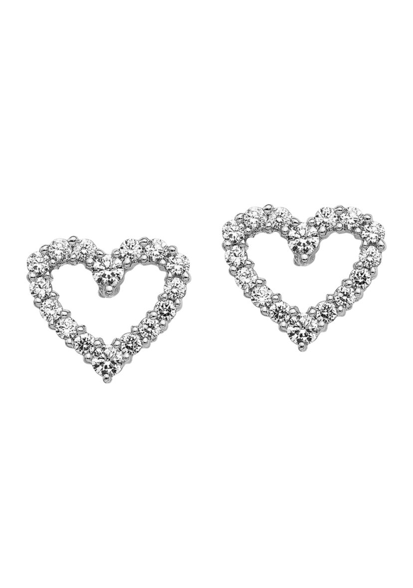 1/2 ct. t.w. Lab Grown Diamond Heart Earrings in 14K White Gold