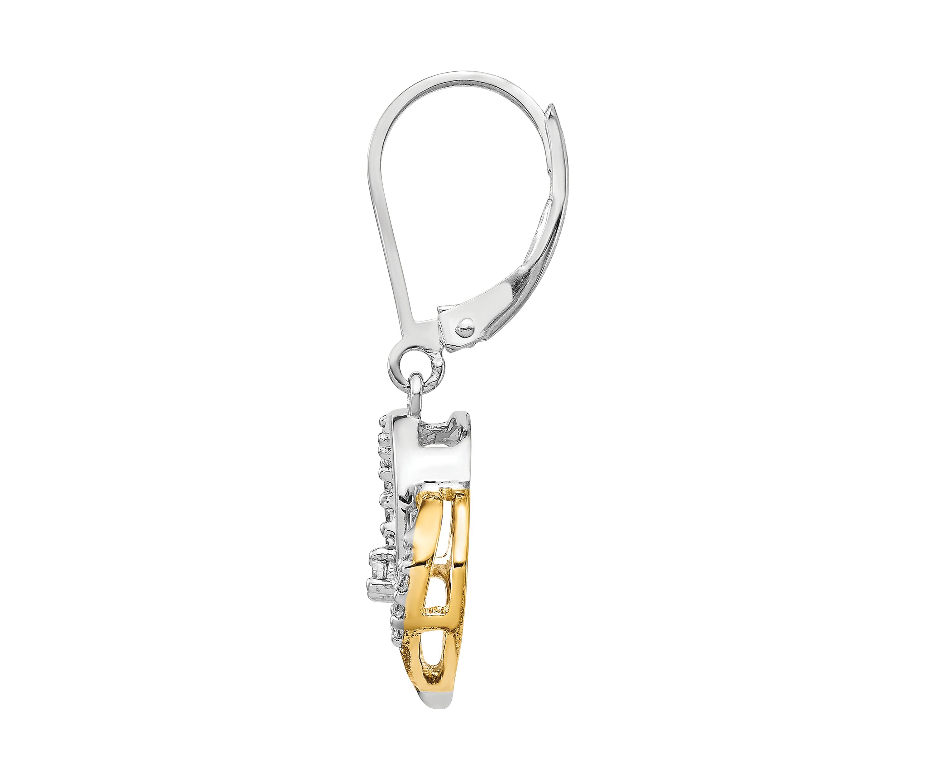 1/5 ct. t.w. Diamond Heart Lever Back Earrings in 14K Yellow and White Gold