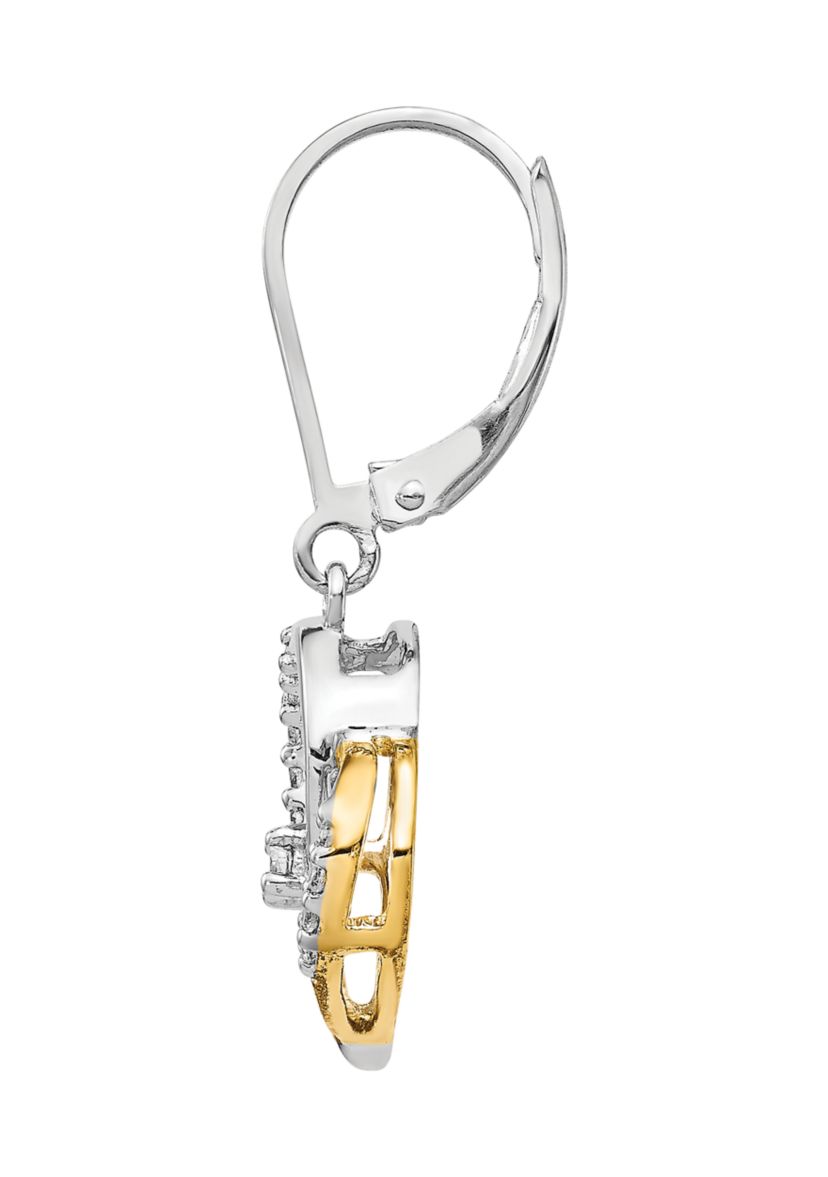 1/5 ct. t.w. Diamond Heart Lever Back Earrings in 14K Yellow and White Gold