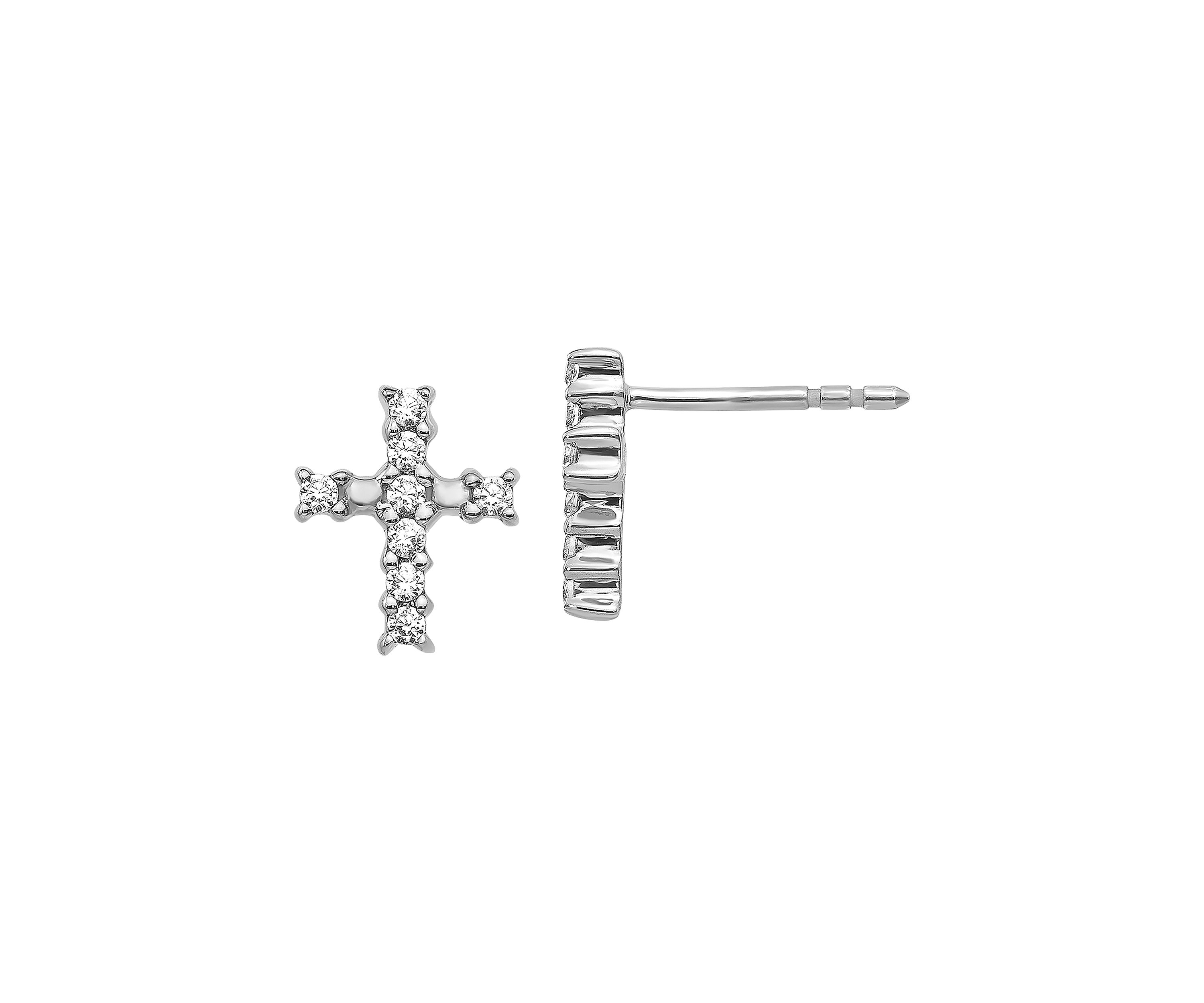 1/5 ct. t.w. Lab Grown Diamond Cross Earrings in 14K White Gold