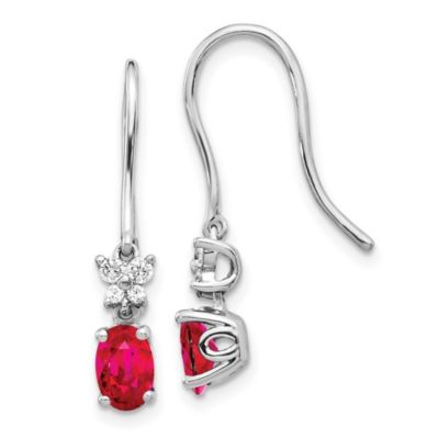 Belk & Co 1.2 ct. t.w. Ruby and 1/8 ct. t.w. Diamond Earrings in 14K White Gold