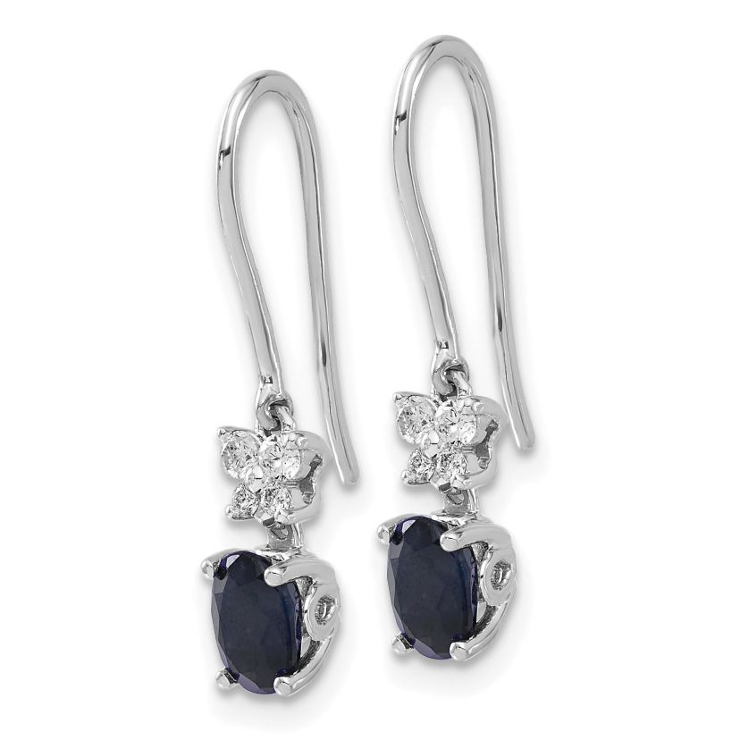 1/8 ct. t.w. Sapphire and 1/8 ct. t.w. Diamond Shepherd Hook Earrings in 14K White Gold
