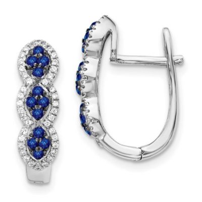 Belk & Co 1/3 ct. t.w. Sapphire and 1/4 ct. t.w. Diamond Hinged Earrings in 14K White Gold