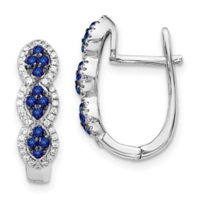 Belk & Co 1/3 ct. t.w. Sapphire and 1/4 ct. t.w. Diamond Hinged Earrings in 14K White Gold -  5400058EM5601SA025WA