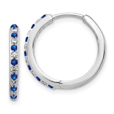 Belk & Co 1/5 ct. t.w. Sapphire and 1/5 ct. t.w. Diamond Hinged Hoop Earrings in 14K White Gold