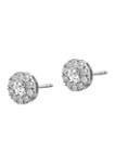 1 ct. t.w. Lab Grown Diamond Round Halo Earrings in 14K White Gold