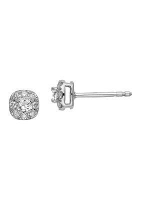 Belk & Co 1/3 ct. t.w. Lab Grown Diamond Cushion Halo Earrings in 14K White Gold