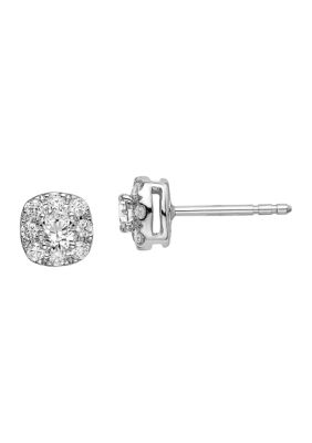 Belk & Co 1/2 ct. t.w. Lab Grown Diamond Cushion Halo Earrings in 14K White Gold