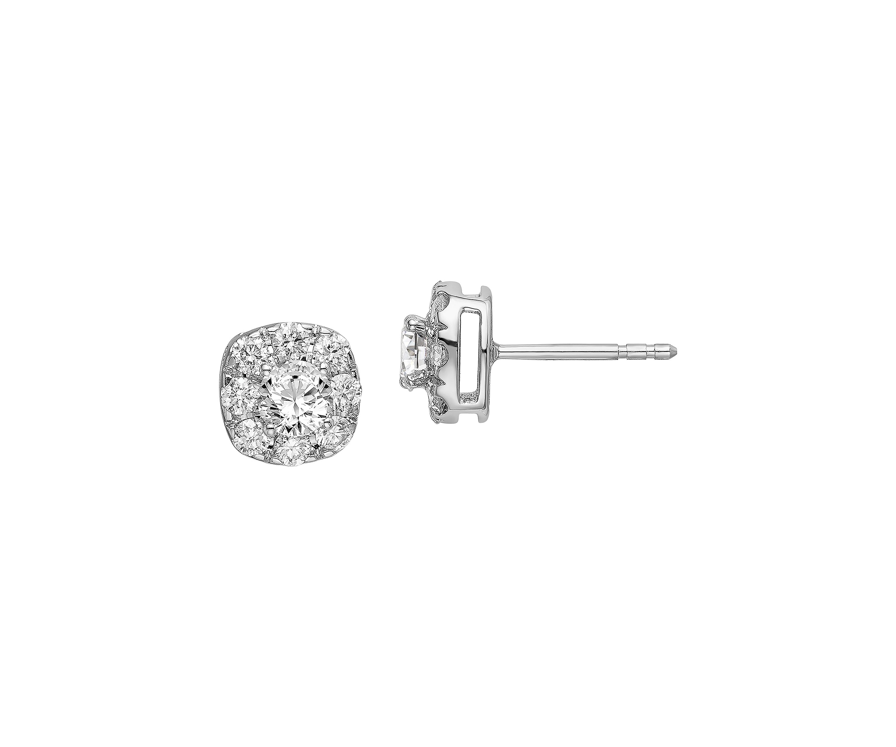 1.035 ct. t.w. Lab Grown Diamond Cushion Halo Earrings in 14K White Gold