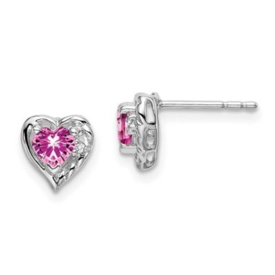 Belk & Co 5/8 ct. t.w. Lab Created Sapphire and Diamond Accent Heart Earrings in 14K White Gold