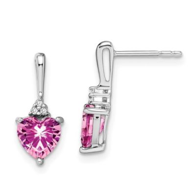 Belk & Co 1.5 ct. t. w. Lab Created Sapphire and Diamond Accent Heart Earrings in 14K White Gold