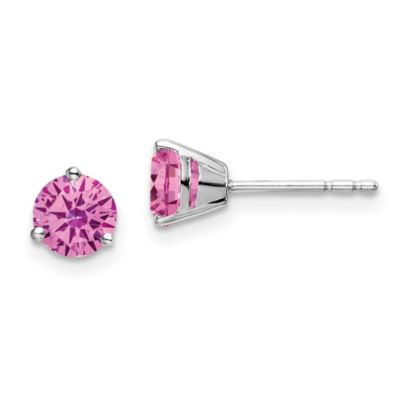Belk & Co 7/8 ct. t.w. Lab Created Sapphire Earrings in 14K White Gold, Pink