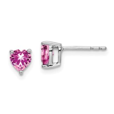 Belk & Co 0.984 ct. t.w. Lab Created Sapphire Earrings in 14K White Gold, Pink