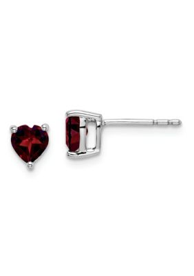 Belk & Co 1 ct. t.w. Garnet Heart Earrings in 14K White Gold