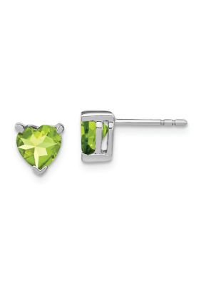 Belk & Co 1.50 ct. t.w. Peridot Heart Earrings in 14K White Gold